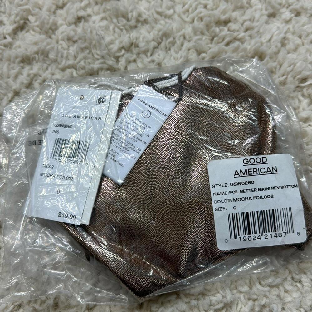 Good American Womens Foil Better Bikini Reversible Bottom Mocha Size XS New - Picture 8 of 12